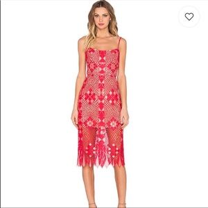 BCBG Alese Asymmetrical Geometric Lace Dress